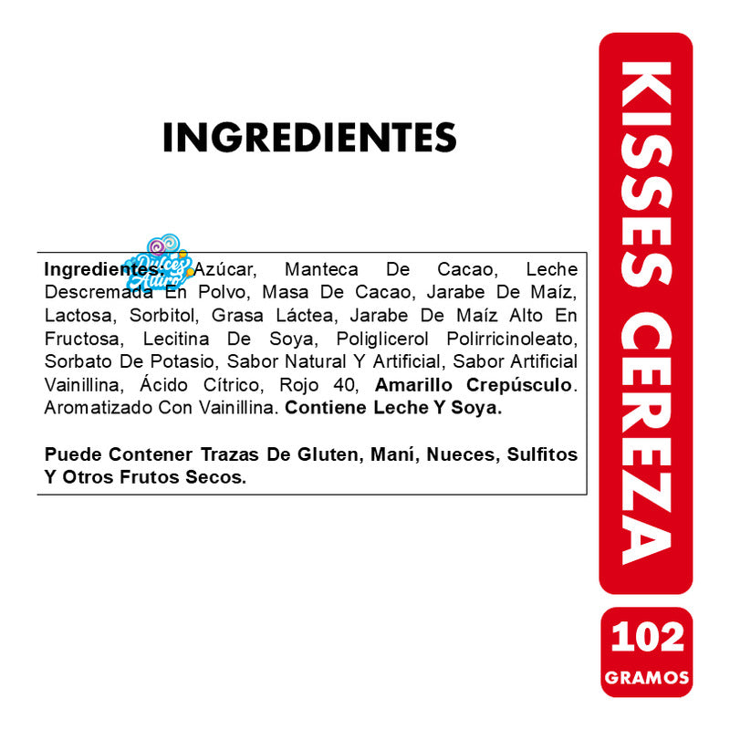 Kisses - Chocolate Con Sabor A Cereza (caja Con 102 Gramos)