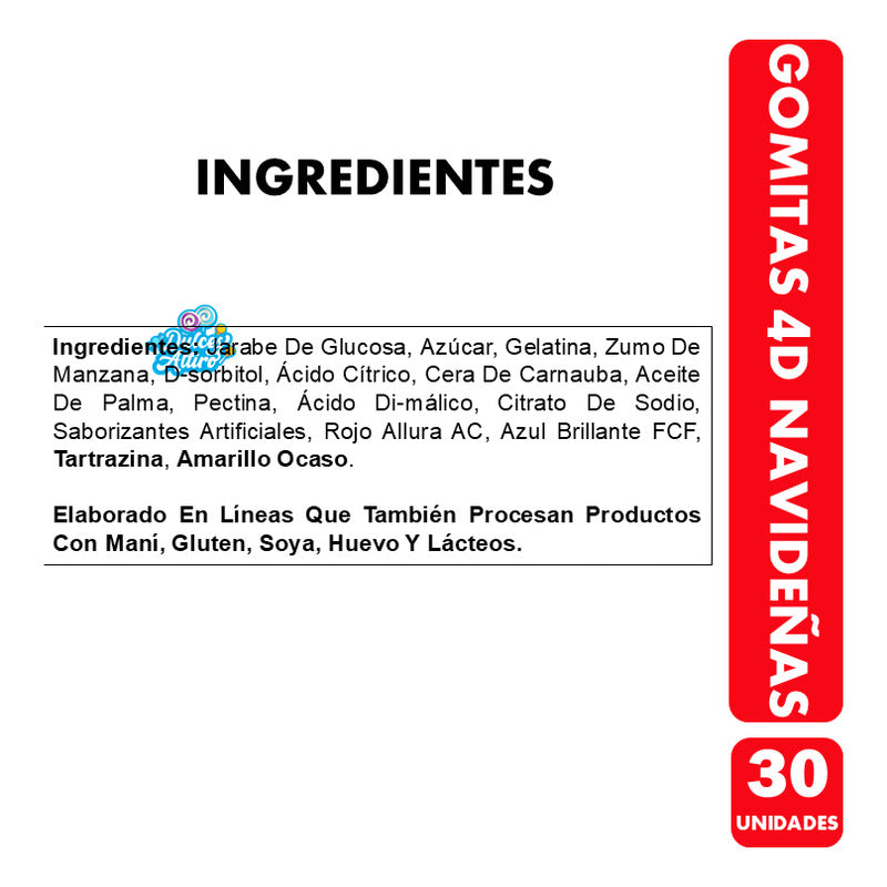 Gomitas 4d Con Formas Navideñas - Especial Navidad (30 Uni)
