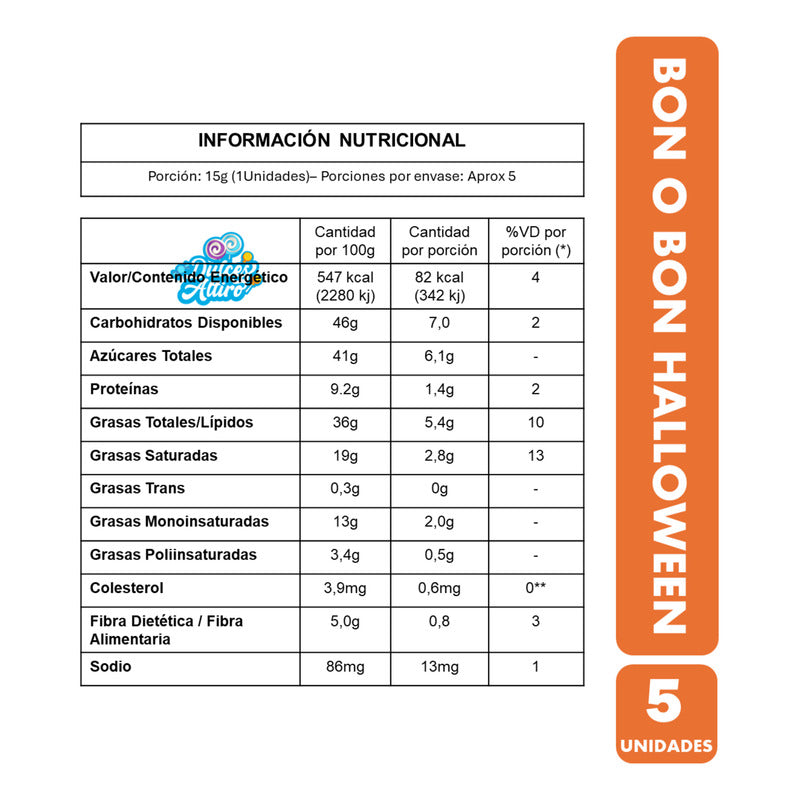 Bon O Bon Sabor Chocolate Halloween (bolsa Con 5 Unidades)