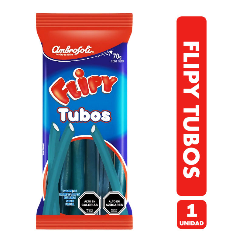 Flipy Tubos - Gomitas Rellenas Sabor Frutal (contiene 70 Gr)