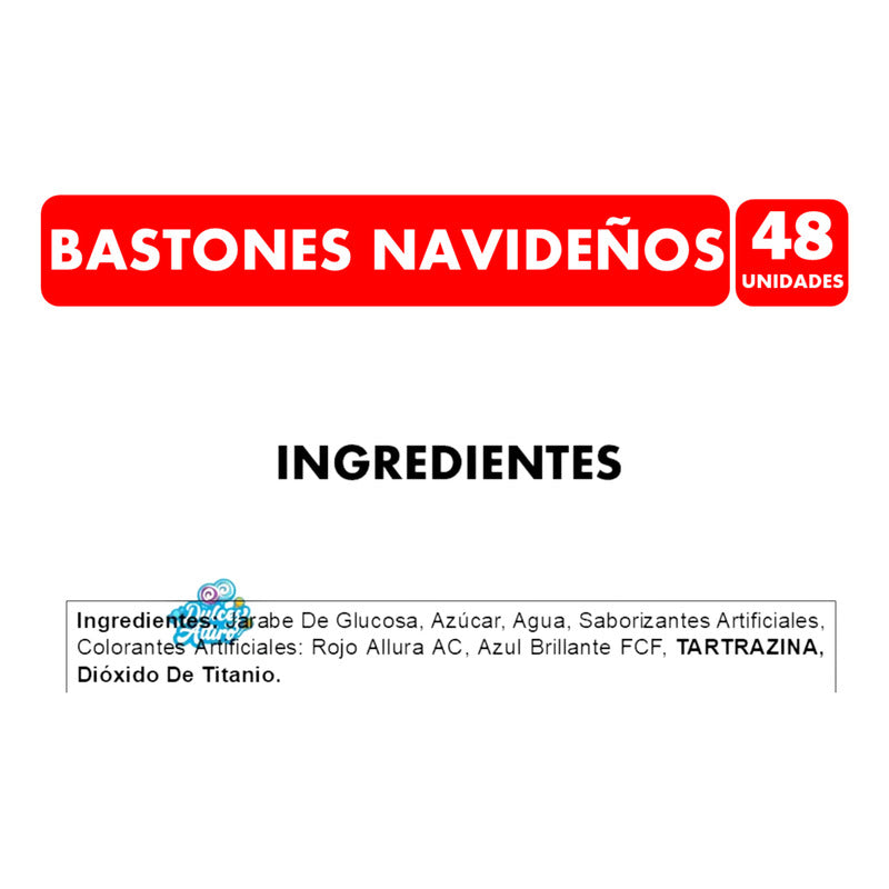 Bastones Dulces Navideños Por Mayor - Caja Con 48 Unidades