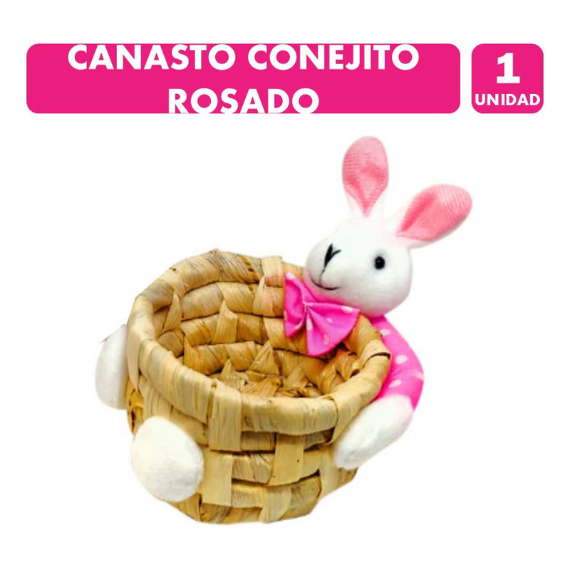 Canasto Para Huevos De Pascua - Canasto Conejo Color Rosa