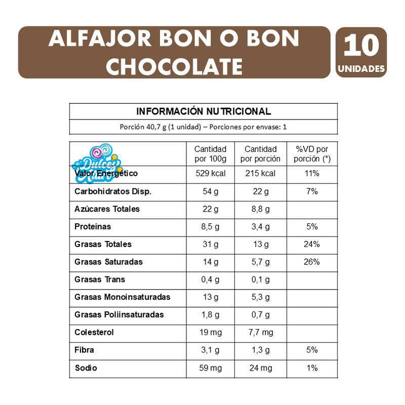 Alfajor Bon O Bon Sabor Chocolate Y Maní De Arcor (pack 10u)