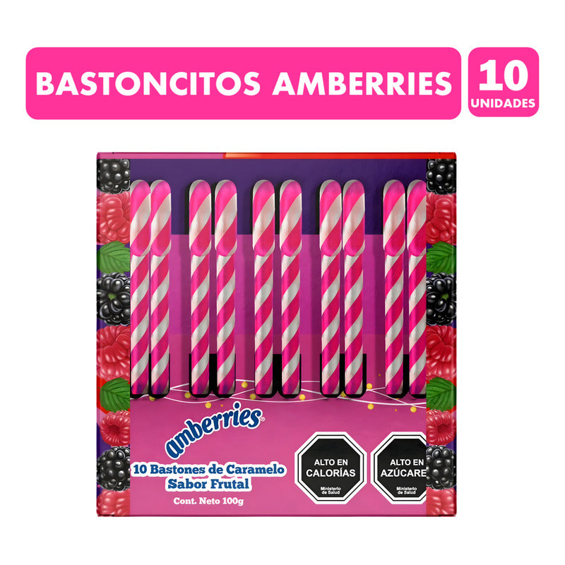 Bastones De Navidad Amberries - Display Con 10 Unidades