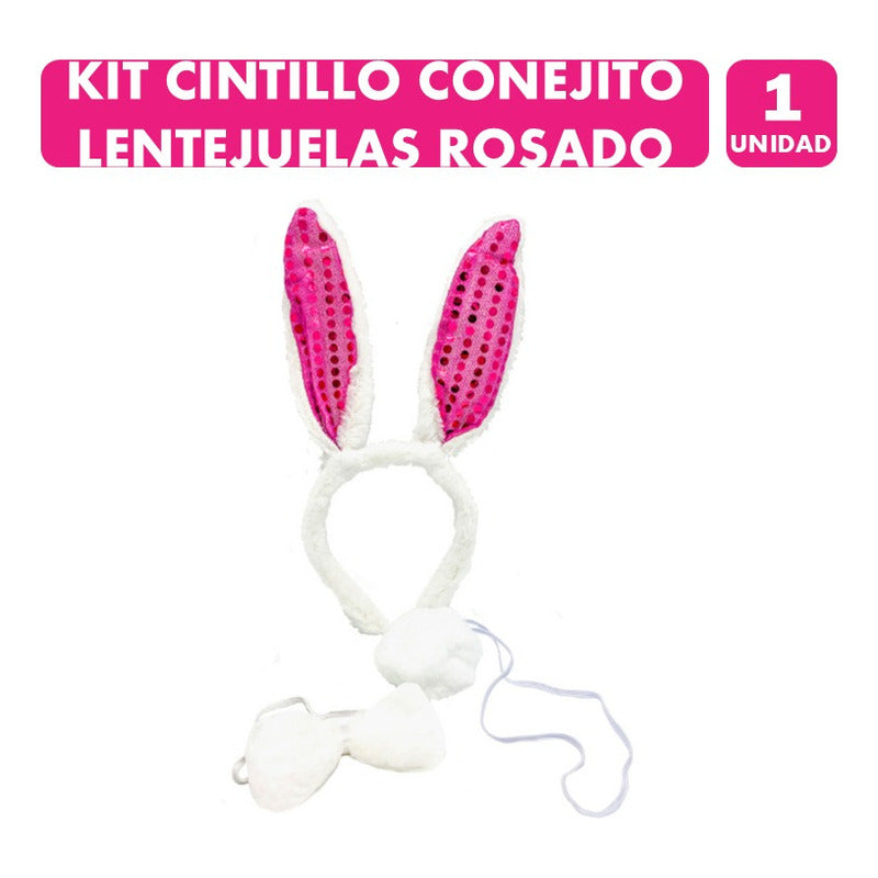 Cintillo Orejas/corbatín Con Lentejuelas De Pascua Paraniñas