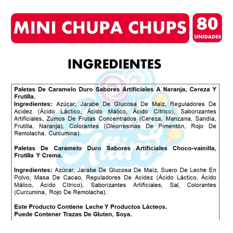 Mini Chupa Chups Paletas Sabores Surtidos (80 Unidades)