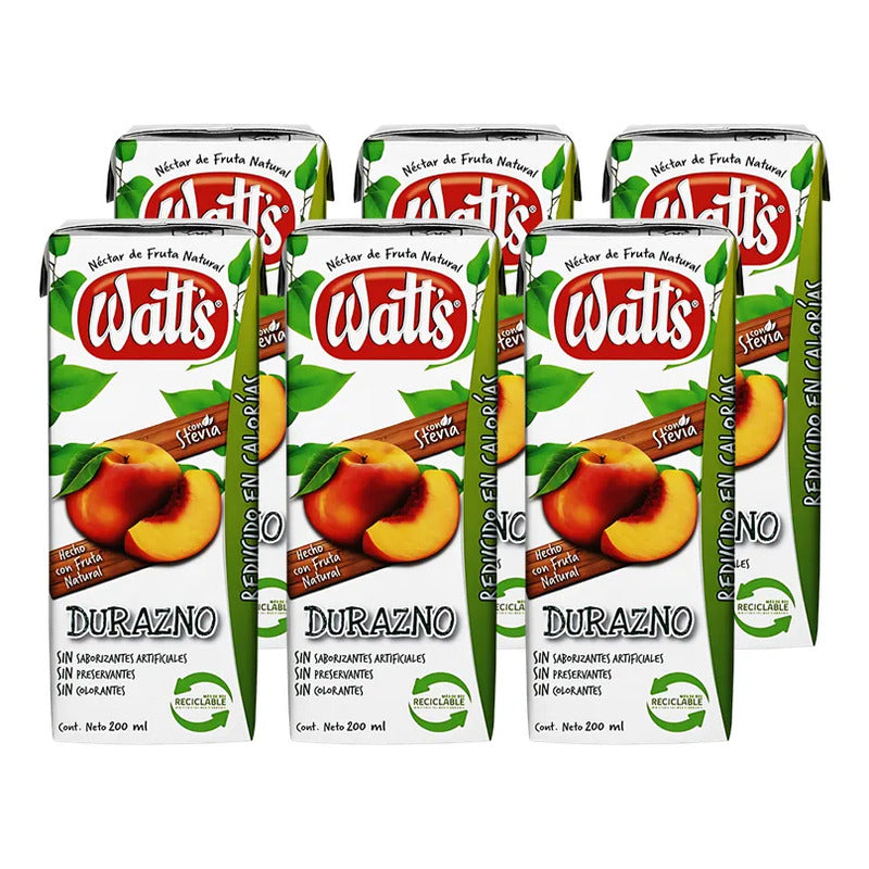 Jugo Sabor Durazno De Watts - Regreso A Clases (pack 6 Uni)