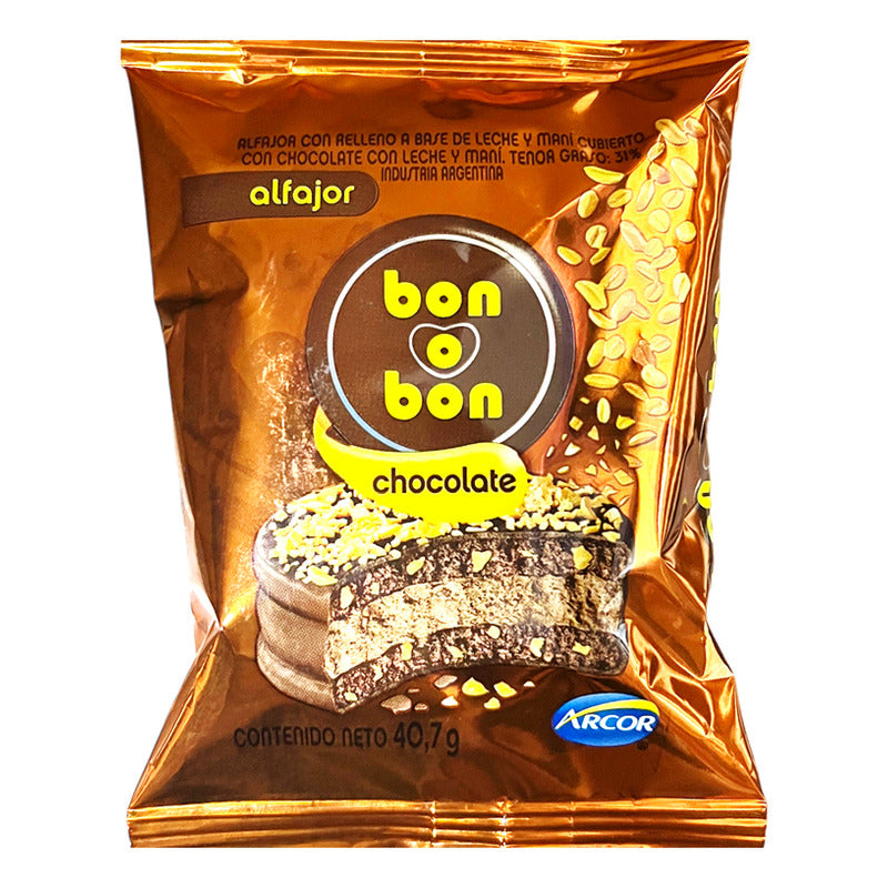 Alfajor Bon O Bon Sabor Chocolate Y Maní De Arcor (pack 10u)