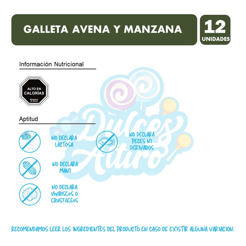 Caja Galletas Con Avena Y Manzanas (caja Con 12 Unidades)