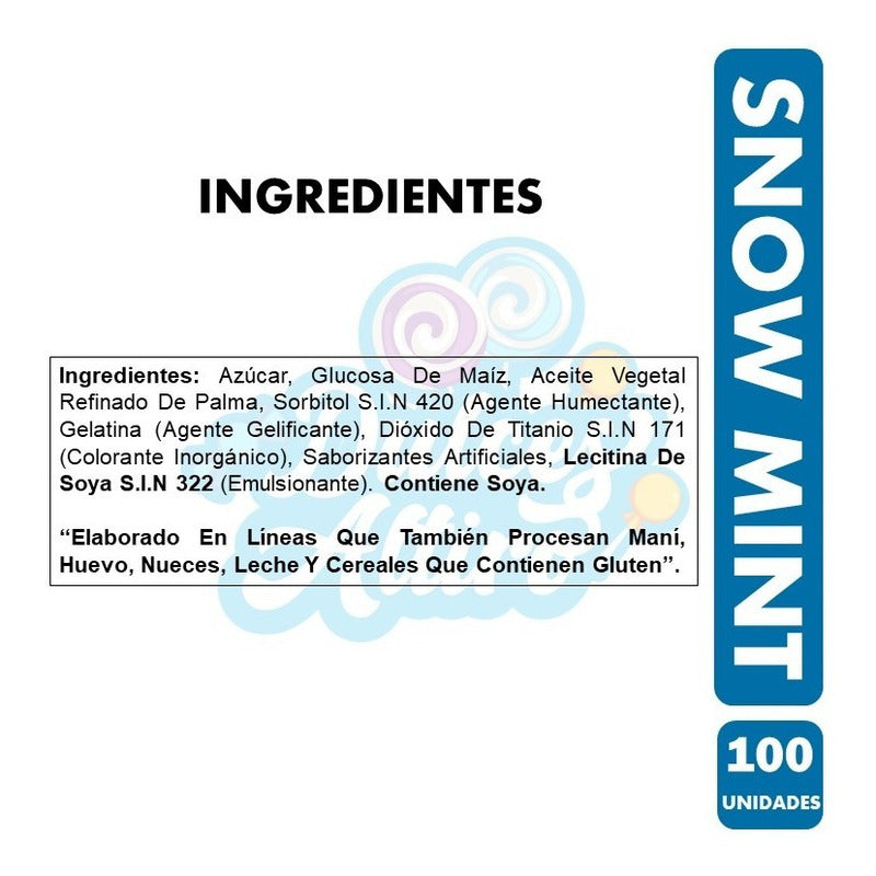 Dulces Snow Mint, Marca Colombina - Bolsa Con 100 Unidades.