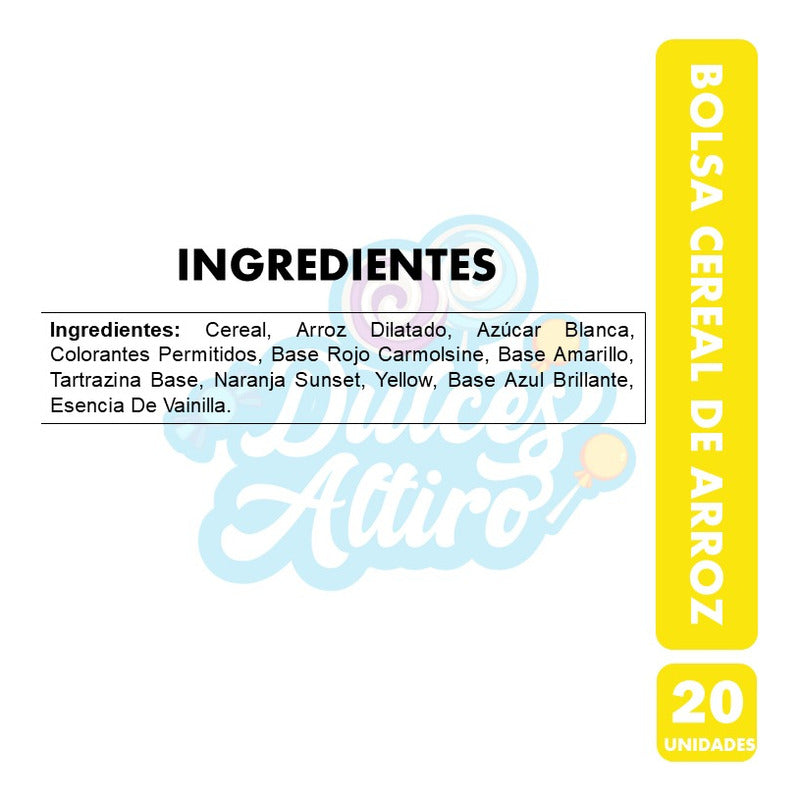 Bolsa De Cereal De Arroz (contiene 20 Unidades)