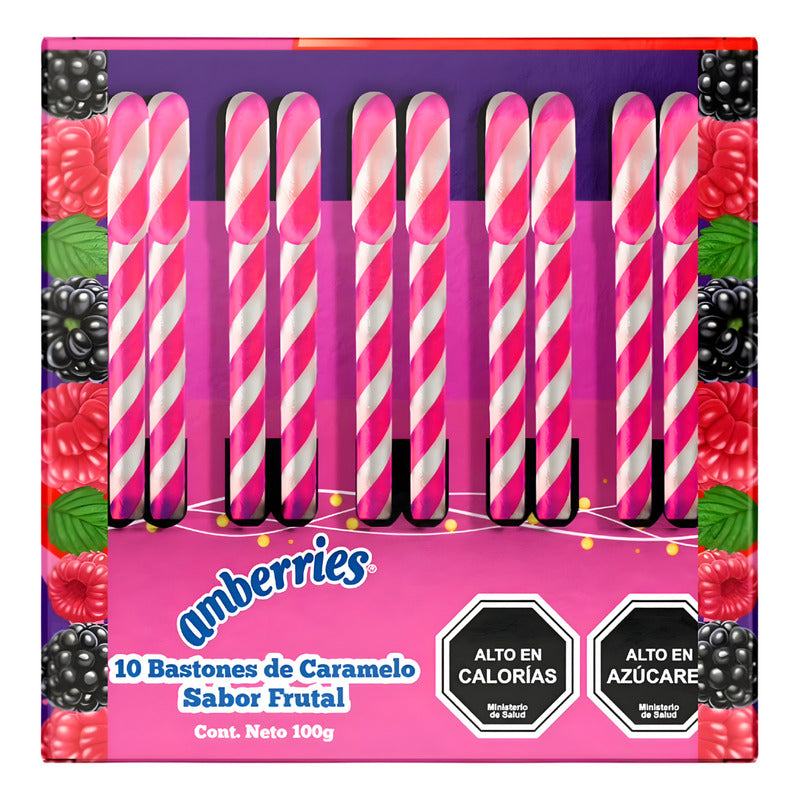 Bastones De Navidad Amberries - Display Con 10 Unidades