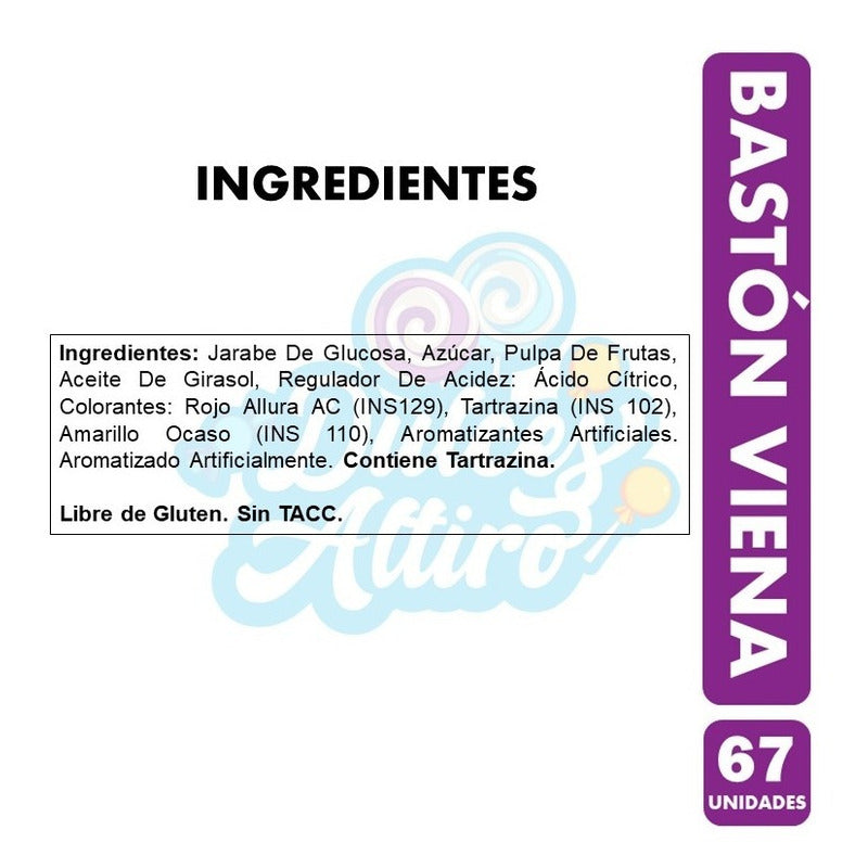 Bastón Viena Arcor Sabor Frutas (bolsa Con 66 Uniddes)