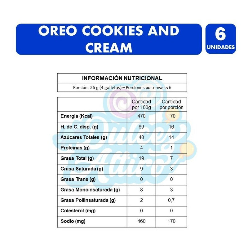 Galletas Oreo, Cookies And Cream - Pack 6 Unidades, 36g C/u.