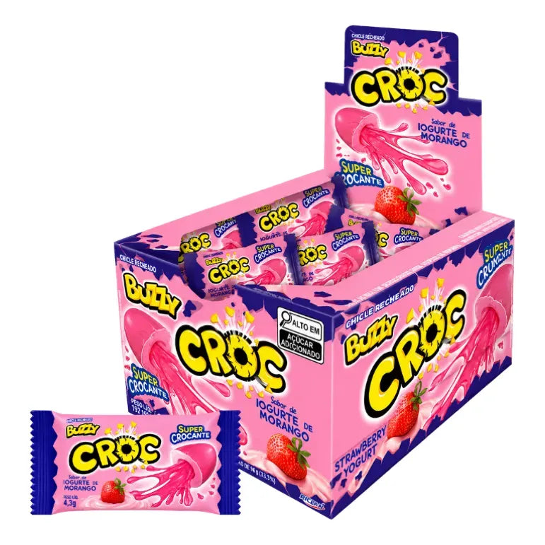 Chicles Buzzy Croc Rellenos Sabor Fresa Sin Gluten (40 Uni)