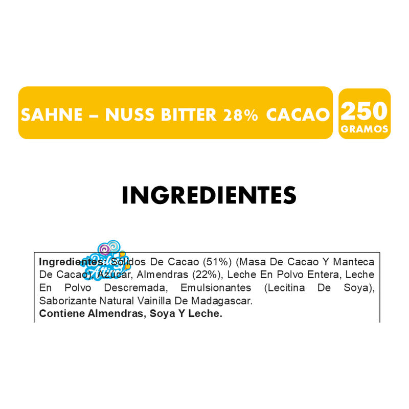 Chocolate Sahne-nuss Bitter 51% Cacao (tableta De 250 Gr)