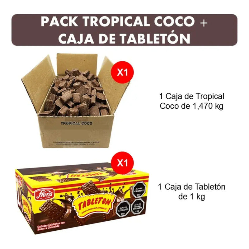 Pack Tropical Coco Caja De 1,470 Kg + Caja De Tabletón 1 Kg