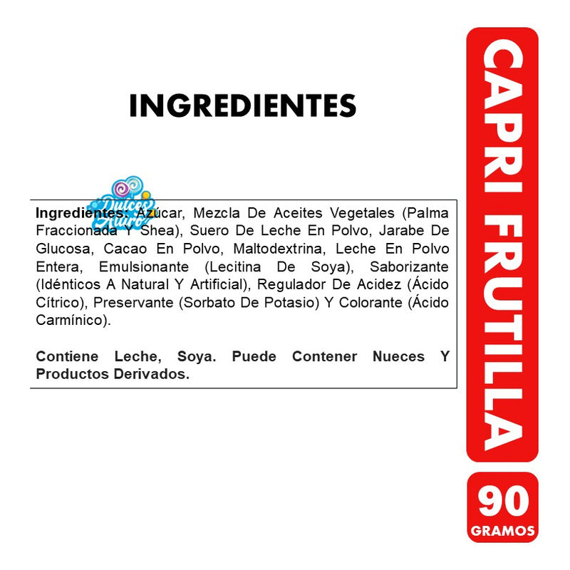 Capri De Frutilla - Barra De Chocolate Clásico(barra De 90g)