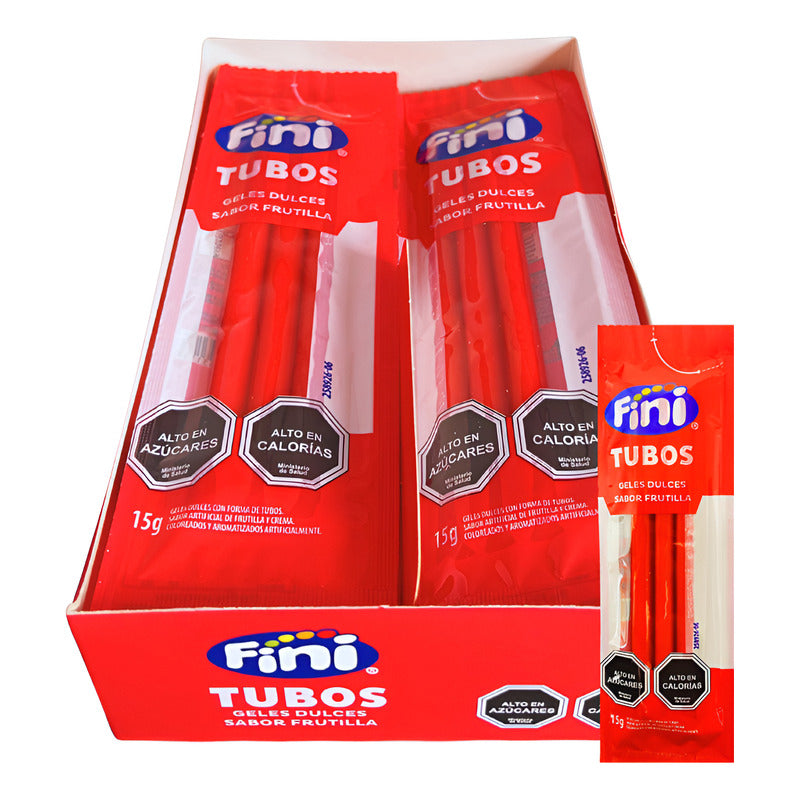 Gomitas Fini Frutilla - Tubos Rojos (caja Con 12 Unidades)