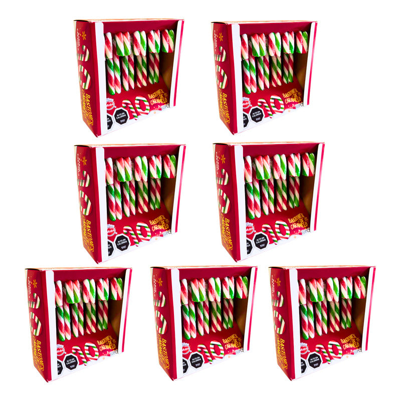 Bastones Navidad Sabor Caramelos - Pack Con 7 Unidades