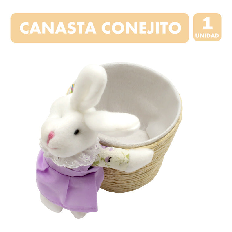 Canasta Conejito Especial Pascua Colores Surtidos - Unidad Rosa, Lila, Naranja