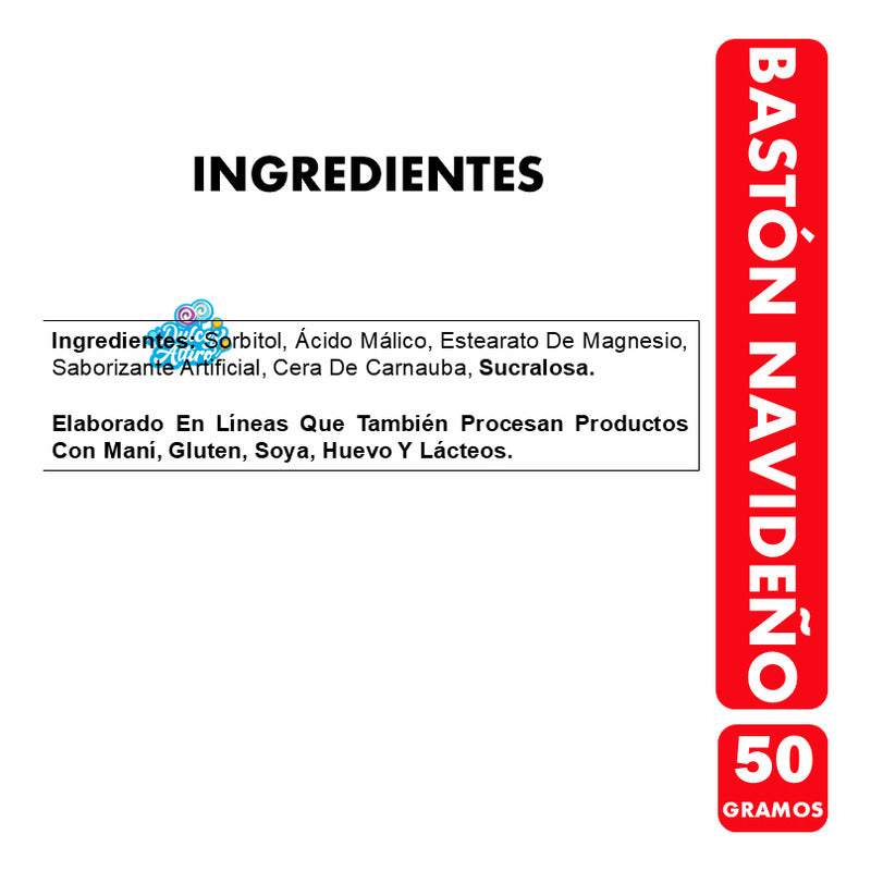 Bastón Navideño Con Confites Surtidos -sin Azúcar (unitario)