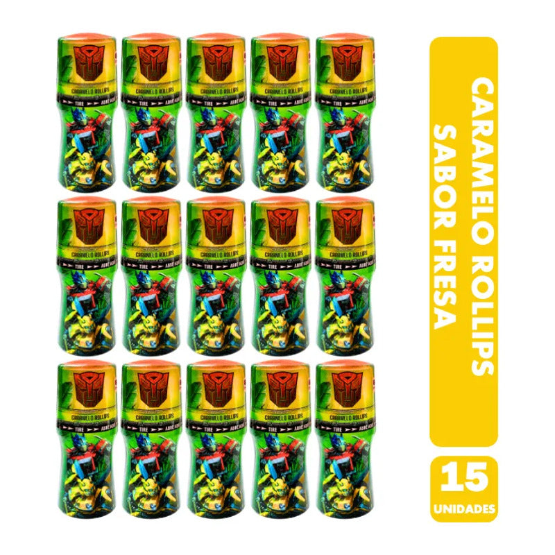 Caramelo Rollips Transformers Fresa Sin Azúcar Caja 15 Uni