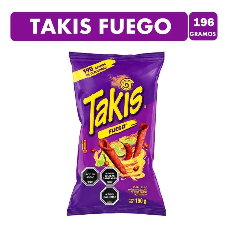 Takis Fuego Snack Picante Sabor Ají Y Limón (formato 190g)