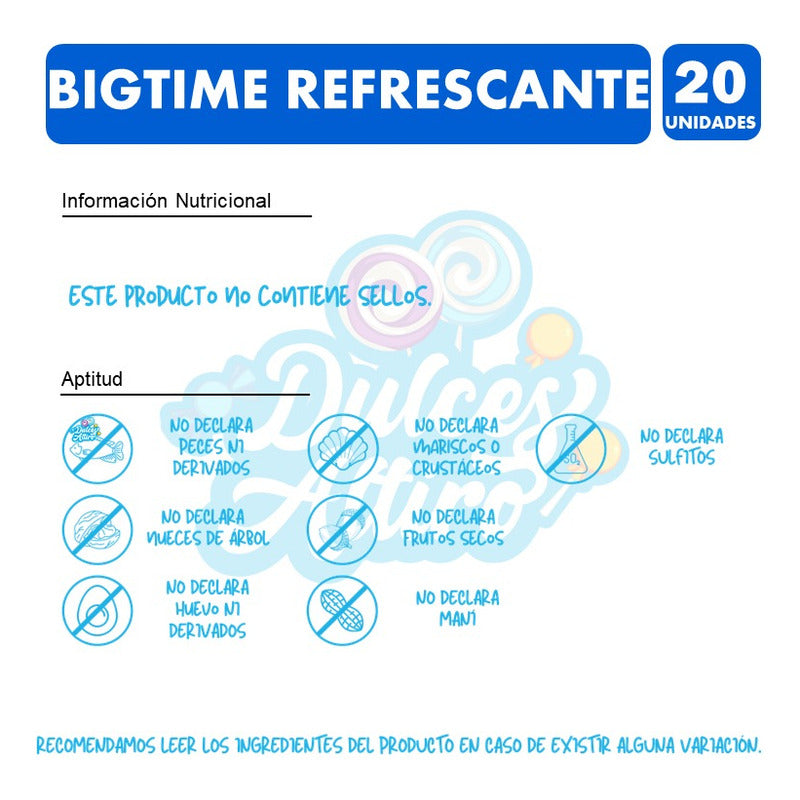 Chicle Bigtime Refrescante Display 20 Unidades 11gr