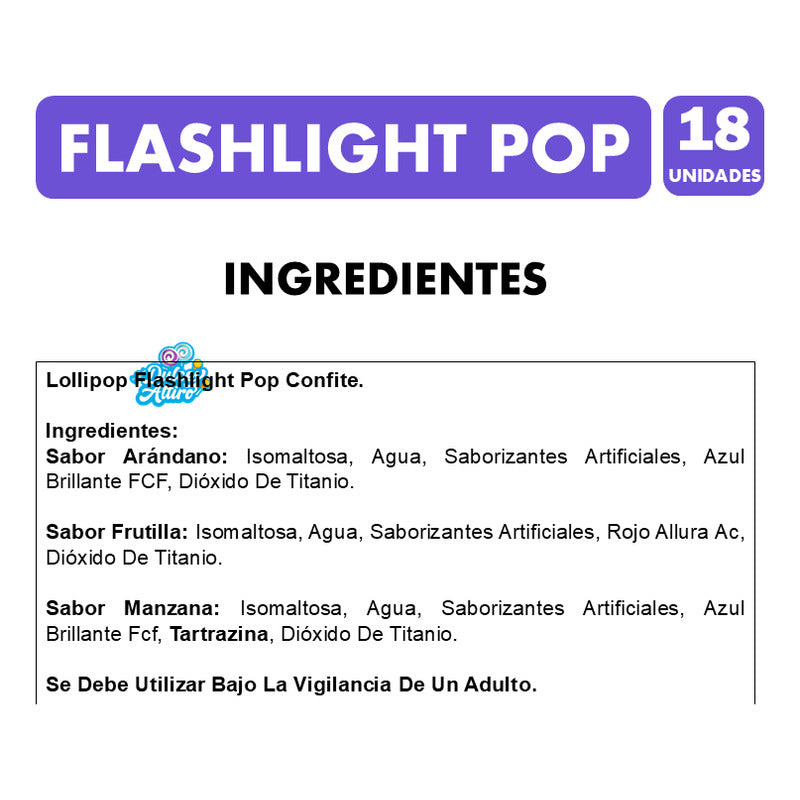 Flashlight Pop - Linterna Con Caramelos Sin Azúcar (18 Uni)