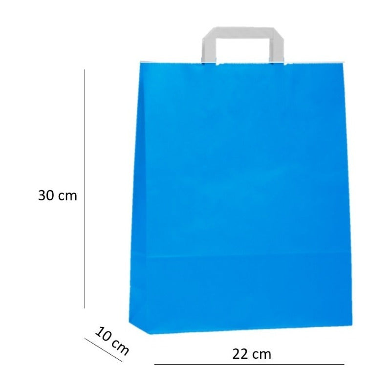 Bolsas De Papel Kraft 22x30x10cm, Con Manilla (50 Unidades)