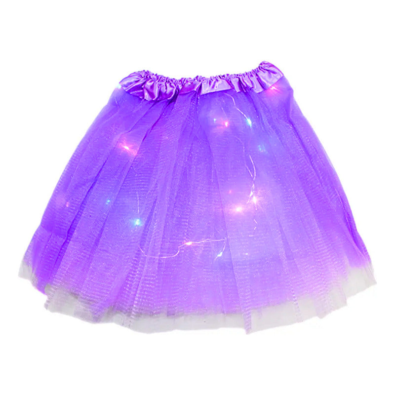 Falda Ballerina Con Luz Led Led Color Lila 30cm Halloween Violeta Falda Con Luces Led Única