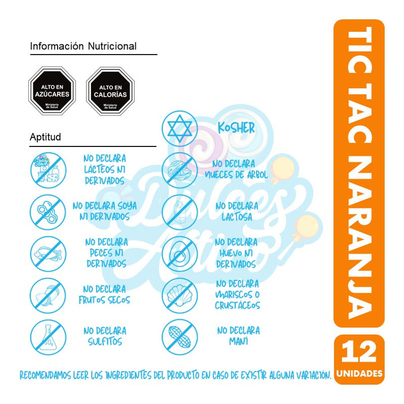 Tic Tac Sabor Naranja (caja Con 12 Unidades)
