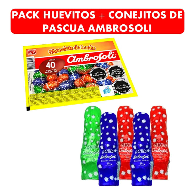 Pack Bandeja Huevitos De Pascua Ambrosoli + 5 Conejitos