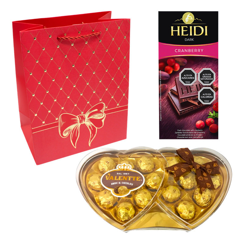 Pack Bombones Valentte + Chocolate Heidi + Bolsa De Regalo