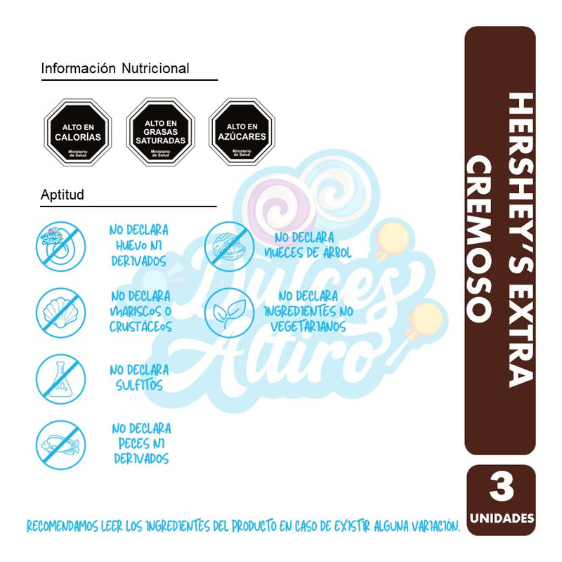 Tableta Hershey's Chocolate Extra Cremoso - (pack De 3 Uni)