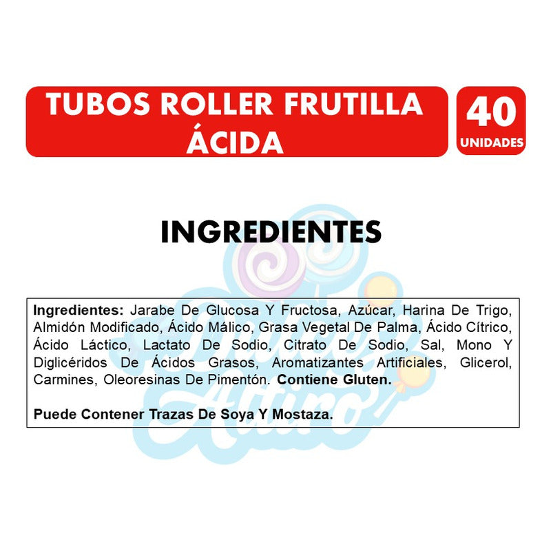 Gomitas Fini Tubos Roller Sabor Frutilla Ácida (caja 40 Uni)