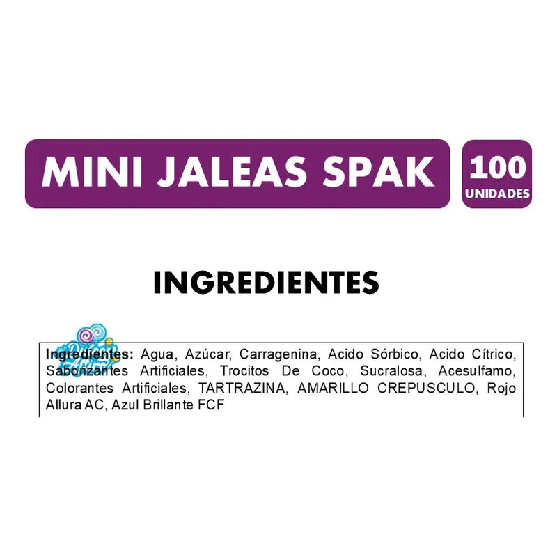 Mini Jaleas Sabores Frutales De Spak - Pote Con 100 Unidades