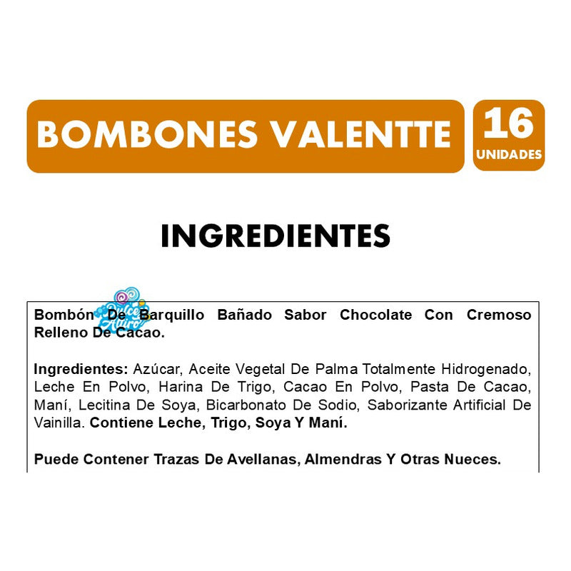 Bombones Valentte - Display 16 Paquetes De 3 Bombones