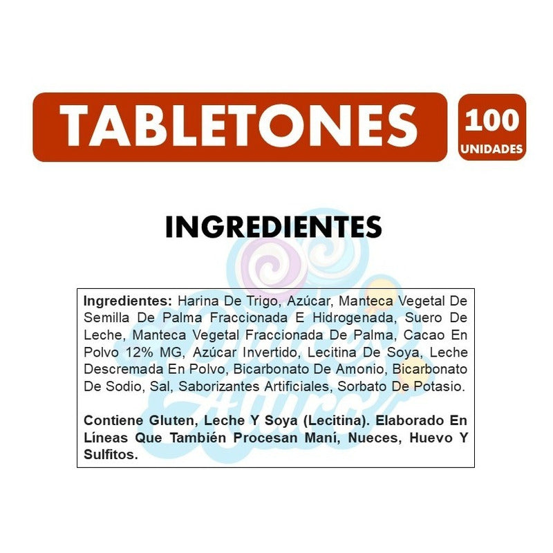 Tabletones - Formato Clásico De Infancia (bolsa Con 100 Un)