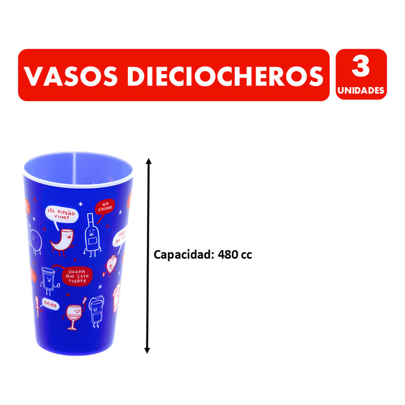 Vasos Reutilizables Para El 18 Divertidos De Diseñador (3un)