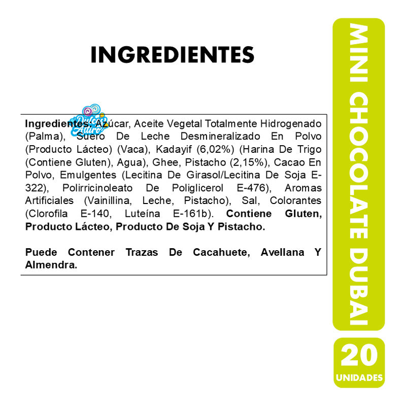 Chocolate Dubai Mini De Pistacho - Chocolate Viral 20 Uni