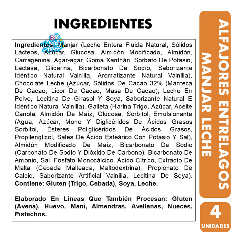 Alfajor Artesanal Chocolate Y Manjar Entrelagos 32% Cacao