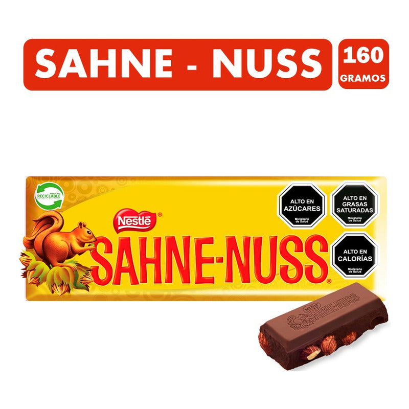 Chocolate Sahne Nuss Con Almendras De Nestlé (barra 160 Gr)