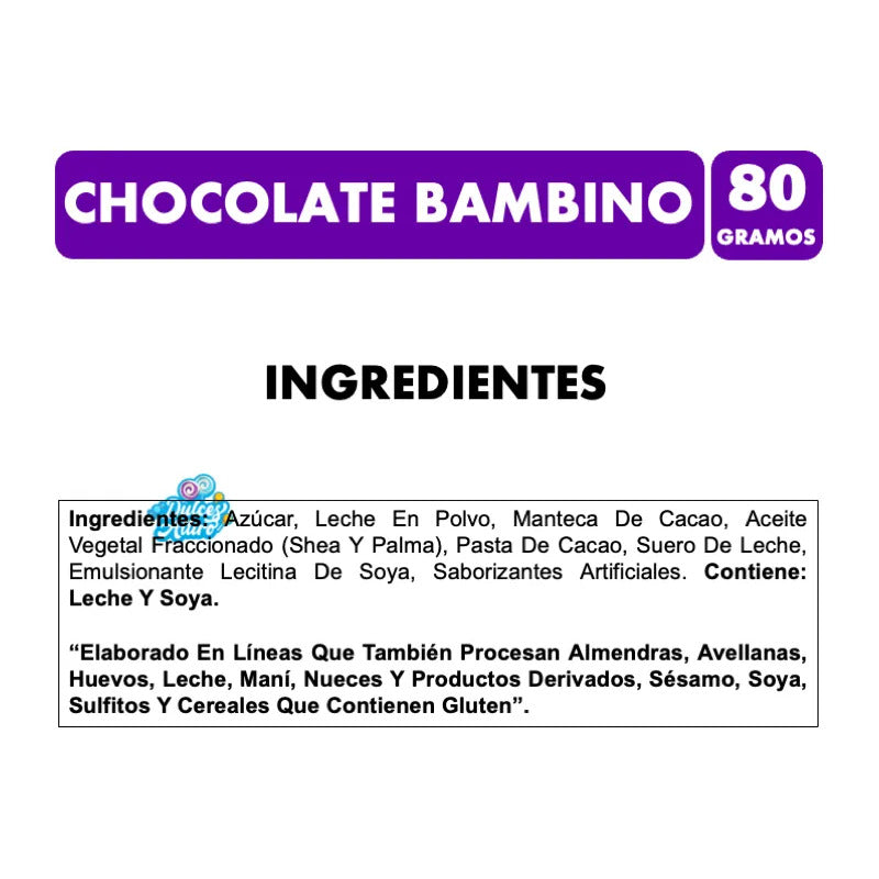 Chocolate De Leche Bambino De Costa (barra De 80 Gramos)