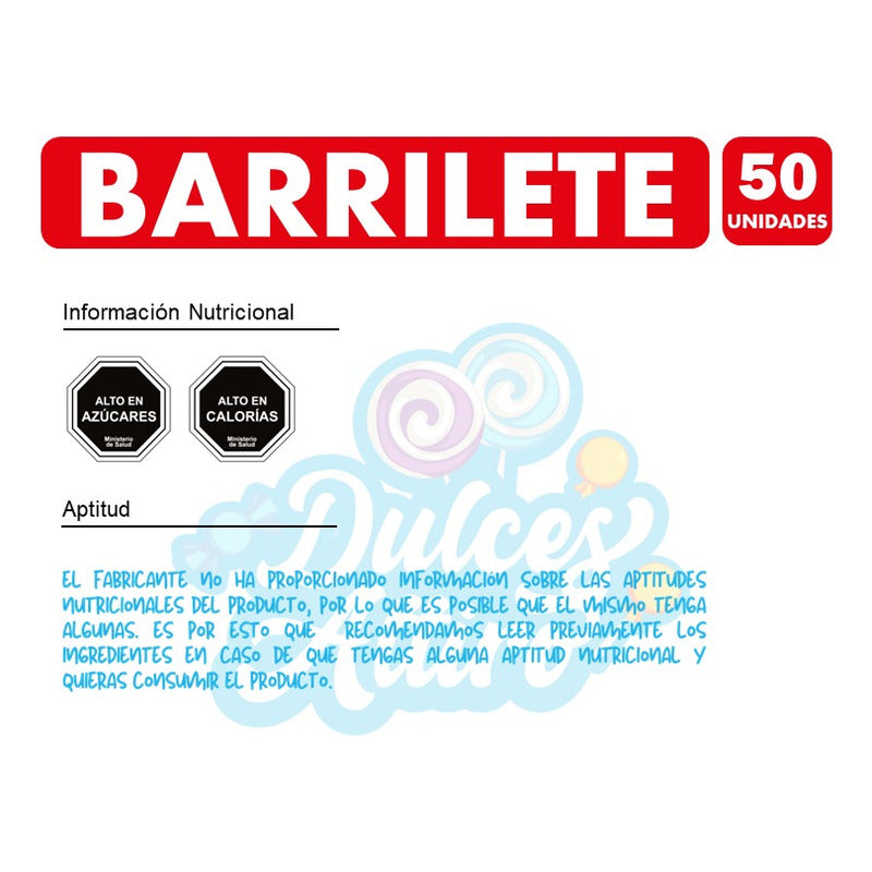 Dulces Masticables Barriletes -bolsa De 50 Unidades, 8gr C/u