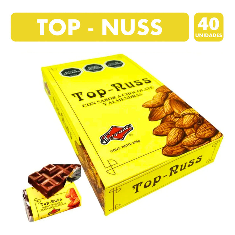 Chocolate Con Almendras Top - Nuss (display Con 40 Unidades)