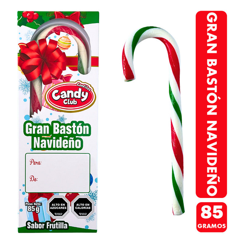 Bastón Navideño Tamaño Xl Sabor Frutilla Candy Club (1 Uni)
