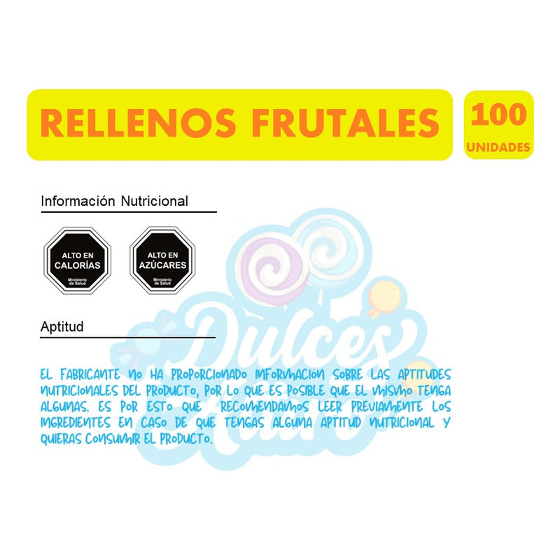 Dulces Con Rellenos Frutales Marca Arcor (bolsa Con 100 Uni)