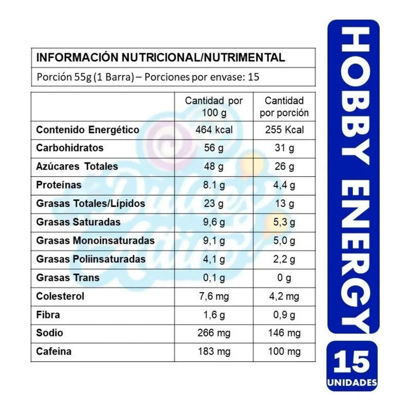 Hobby Energy Maní Y Caramelo - Barra De Chocolate Arcor